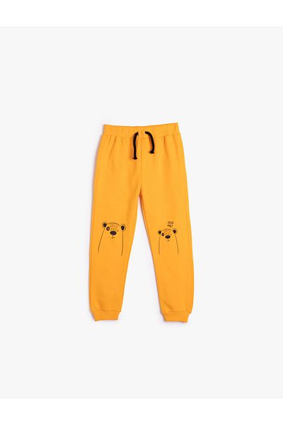 Koton Sweatpants Tie Waist Raised Cotton Teddy Bear Printed