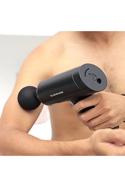 Olsenmark 6-in-1 Cordless Massage Device | Rechargeable Percussion Massager with Ergonomic Grip & Heads