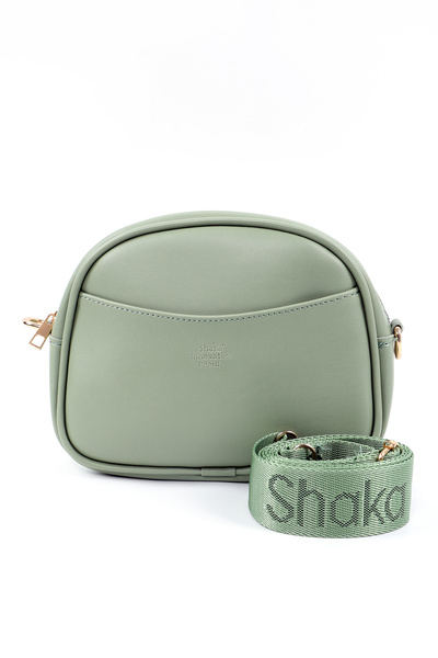 SHAKA Verde mentă SHK194 Geantă de umăr din piele artificială cu fermoar, 2 c...