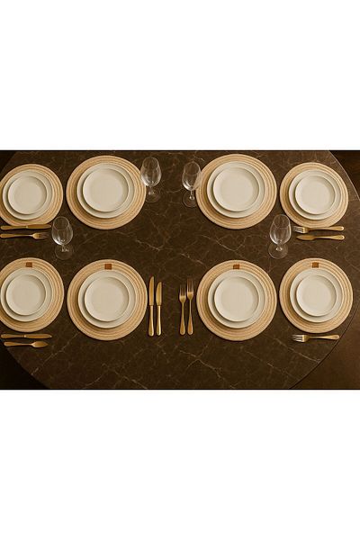 BellaBagno Σετ 2 τεμαχίων κρέμας γιούτας, σετ αμερικανικής σερβιρίσματος, πολυτελές σουπλά (33 x 33 cm)