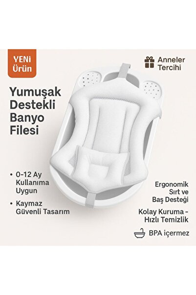 Zuu Baby Ultra Lüx Kafa Yastıklı Köpük File, Bebek Banyo Filesi ( Katlanır Küvet Için Uyumludur. )