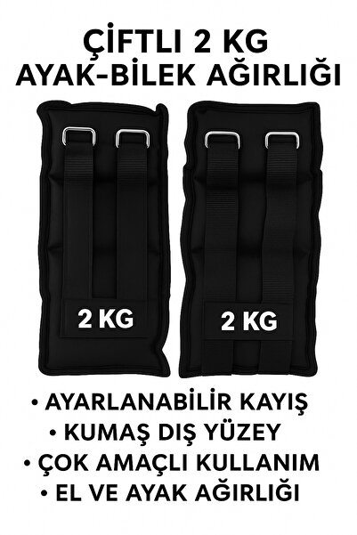 Anorsel 2 Kg × 2 Adet Toplam 4 Kg El Ayak Bilek Kas Güçlendiriçi Ağırlık Seti...