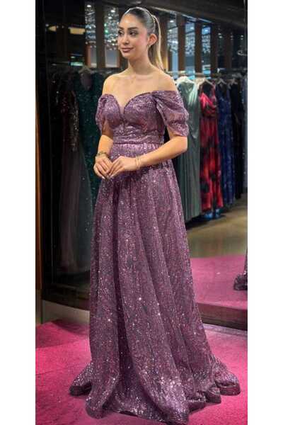 Abiyeniall Levendulagyöngyökkel hímzett Madonnagallérral, szoknyával, csillogó hosszú estélyi ruha 7547