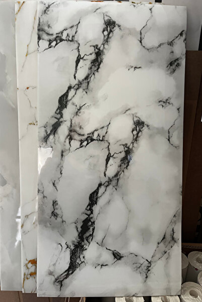 Bien Home Yeni 30x60 Cm Siyah Gold Mermer Desenli Kendinden Yapışkanlı D. Kağıdı Köpük Pvc Duvar Paneli-m11
