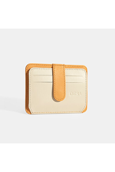 Desa Women's Orange Leather Card Holder