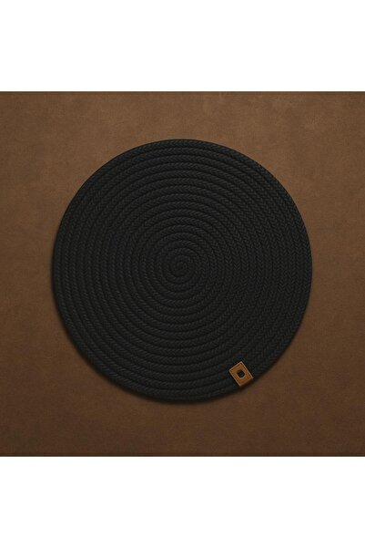 Alper Banyo 6 Adet Siyah Jüt Supla Takımı, Amerikan Servis Seti, Lüx Sunum Tabak Altlığı ( 33 x 33 cm )