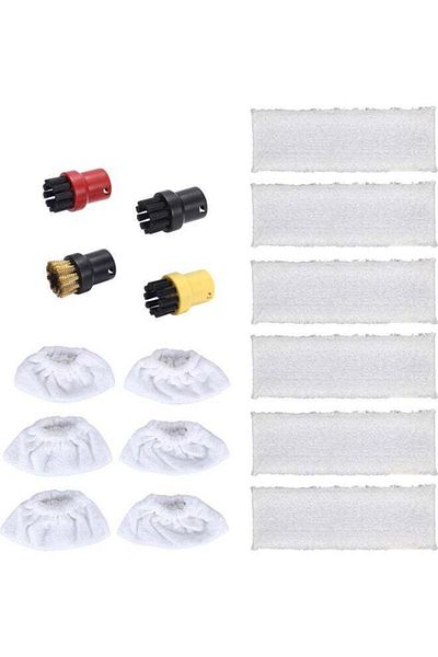 Generic مجموعة ممسحة بخارية من 16 قطعة مناسبة لـ Karcher Karcher Sc1sc2sc4sc5، قطعة قماش للطحن، فرشاة من النايلون والنحاس
