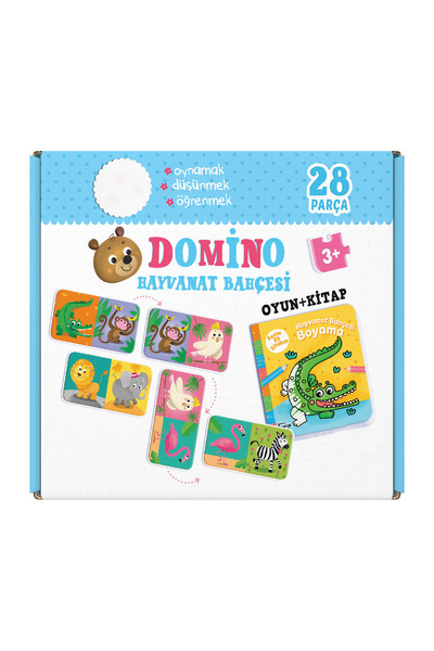 Dikkat Atölyesi Yayınları Hayvanat Bahçesi Domino 28 Parça (KART BOYAMA KİTABI)