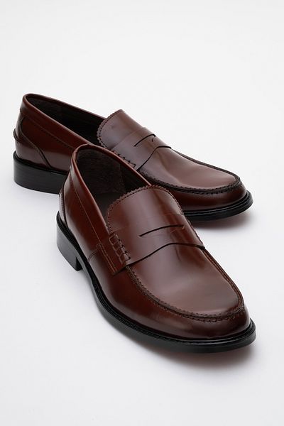 Dericlub DERİCLUB Мъжки класически мокасини от лачена кожа, естествена кожа CR 2655 TABA