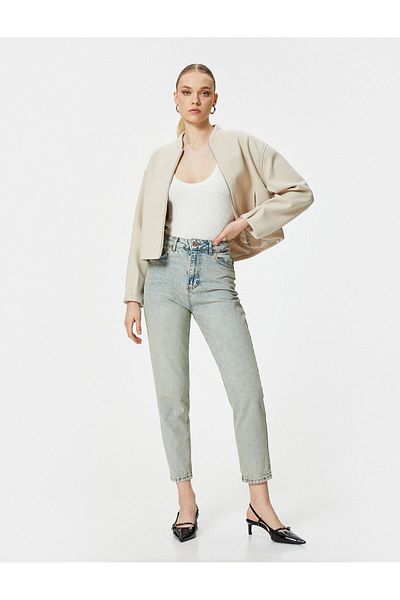 Koton Mom Fit High Waisted Pocketed Cotton Jeans - Mom Jean