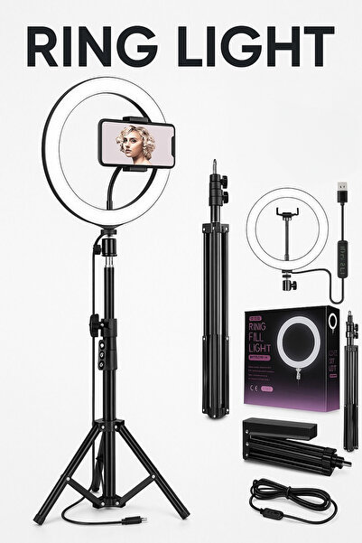 İSBA Ring Fill Light Led Işıklı Tripod 10 Inç Halka Youtuber Tiktok Makyaj Işığı Ayaklı Tripot