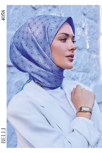 Belli Μεταξωτό μαντήλι Twill Μπλε