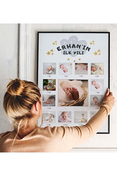 ÇELİKLER HEDİYE Kişiye Özel Bebek Aylık Fotoğraflık Çocuk Odası Duvar Süsü (1...