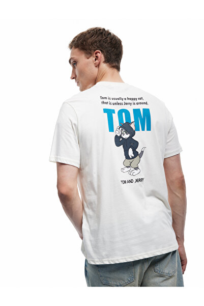 Koton Kısa Kollu Pamuklu Bisiklet Yaka Regular Fit Lisanslı Arkası Baskılı Tom ve Jerry Tişört