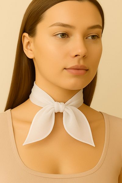 VOOP White Colored Plain Chiffon Scarf Multi-Purpose Accessory 50X50