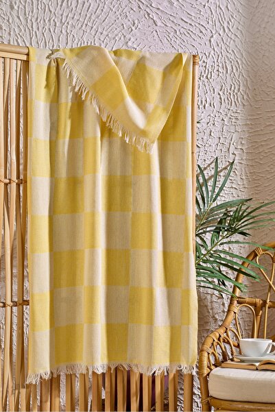 Valezium Checkerboard Patterned Loincloth Beach Towel 70X155 cm Yellow