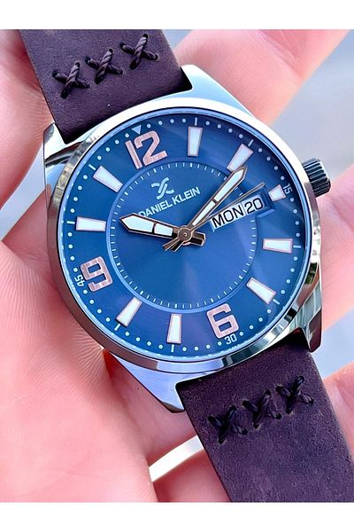 Daniel Klein Men's Watch with 3 Atm Leather Band - Calendar Dial, for Engagement and Groom Edk.13819.2