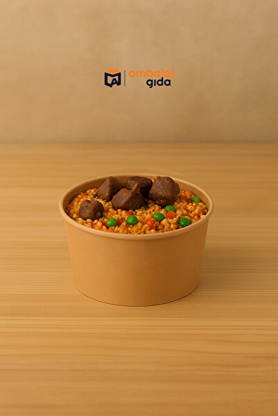 Damla Cup Kraft Karton Salata Kasesi 550 Cc Yuvarlak Makarna Yemek Tatlı Meyve Saklama Kabı - 25 Adet