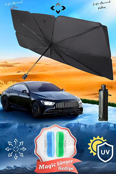 LİGROUND مظلة زجاج أمامي للسيارات وإسفنجة سحرية ومظلة أوتوماتيكية وواقي أجزاء داخلية مقاوم للحرارة متوافق