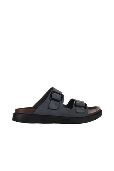 Bueno Shoes شبشب مسطح من جلد نوبوك أنثراسايت للرجال - 11t23348