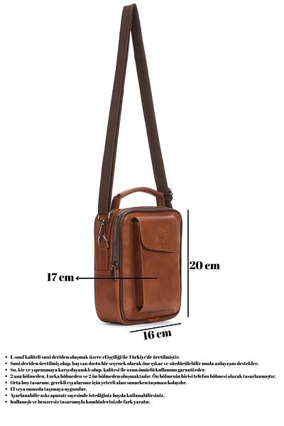CERFF LEATHER CLUP Τσάντα χειρός & ώμου από συνθετικό δέρμα ποιότητας Tan με θήκη τηλεφώνου
