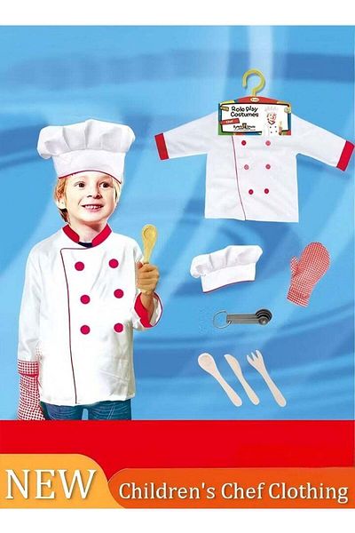 Generic Children's Chef Role-playing Costume Set, Including Children's Apron And Chef Hat