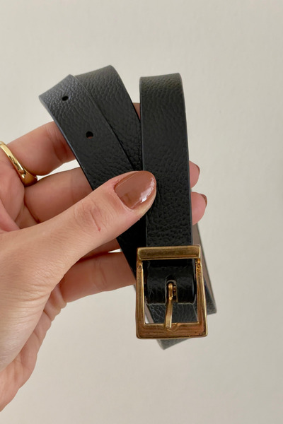 Radino Collection Curea de damă din piele artificială – cataramă pătrată, des...