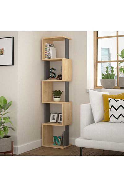 Mourah Home Mourah Home Piri Modern Bookcase Display Unit Oak Grey