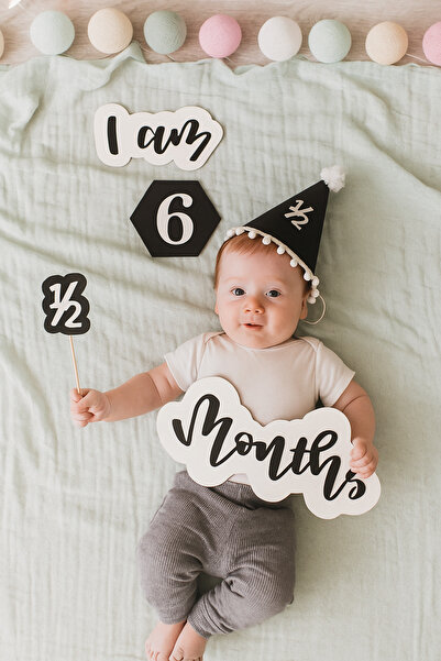 aloha concept Μαύρο σετ για πάρτι γενεθλίων με καπέλο μισής ηλικίας 6 μηνών (...