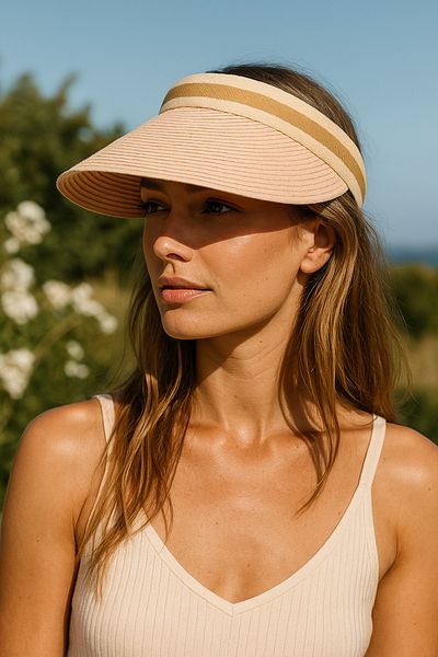 Luminos Butik Straw Visor Hat - Sunscreen, Imported Stripe, Boxed Shipping Hsr2000