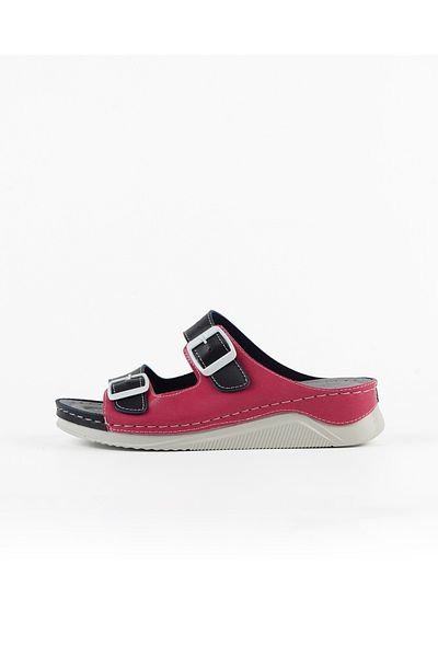 DR KLOMPA Women's Slippers Dk677 Navy Blue Fuchsia Orthopedic Sole Daily Slippers