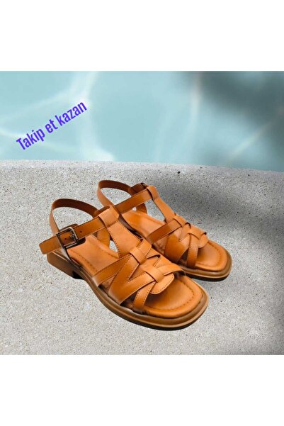 Escarpinshoes KADIN HAKİKİ DERİ BANTLI ŞIK GÜNLÜK SANDALET