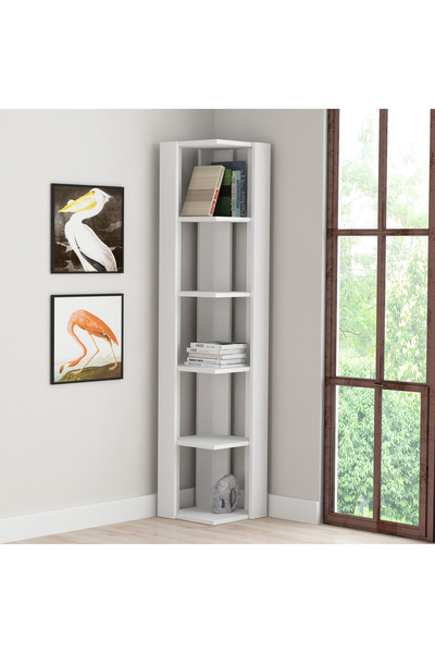 Mourah Home Mourah Home Nati Modern Corner Bookcase Display Unit White