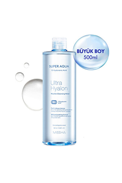 Missha 10 Çeşit Hyalüronik Asit İçeren Makyaj Temizleme Suyu 500ml Super Aqua...
