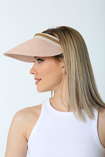 Luminos Butik Pudra Güneş Koruyucu Ithal Şeritli Hasır Vizör Şapka Kutulu Gönderim Hsr2000