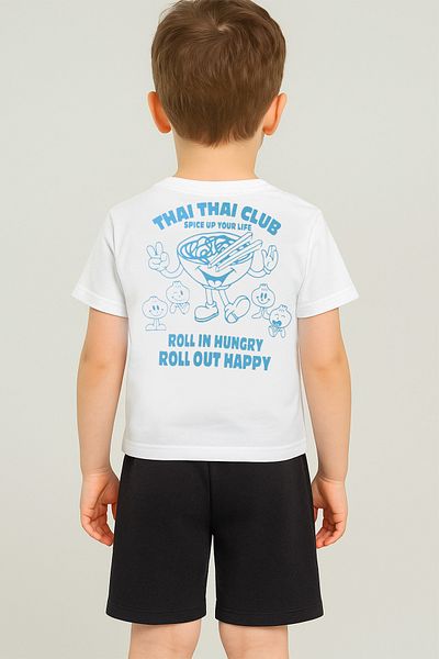 e-çocuk Boy's Thai Printed Shorts Combed Cotton Suit