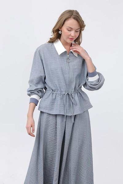 Puane Elastic Waist and Ribbed Skirt Suit