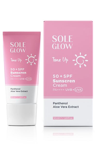 Sole Glow Pink Sun Cream 50+ Spf 50ml |   Tone Equalizing & Brightening Facial Sunscreen