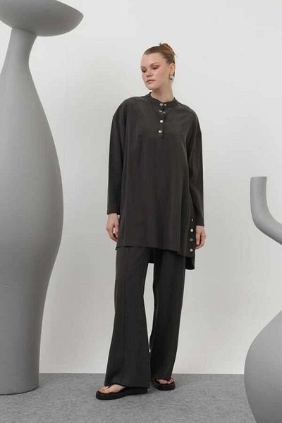 Puane Judge Collar Button Detail Trouser Suit