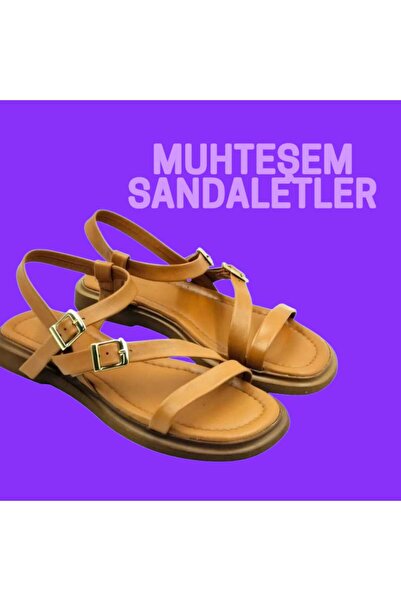 Escarpinshoes KADIN HAKİKİ DERİ BANTLI ŞIK GÜNLÜK SANDALET