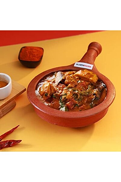 Olsenmark 19cm Clay Fry Pan – Deep Design Eco Friendly Even Heat Cooking Ideal For Frying Steaming Meals