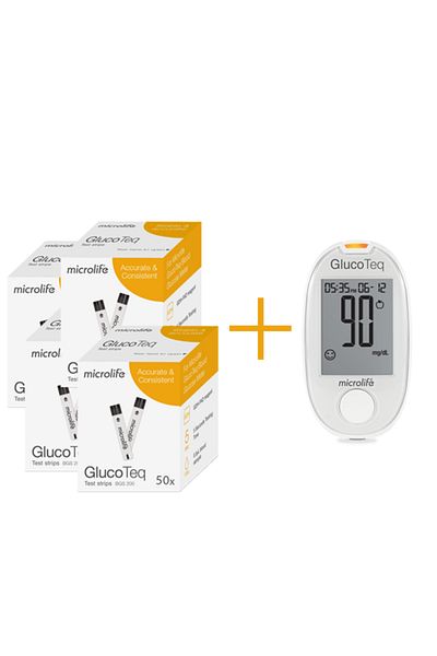 Microlife Promo Package 4 Microlife Test Boxes + Microlife GlucoTeq Glucometer