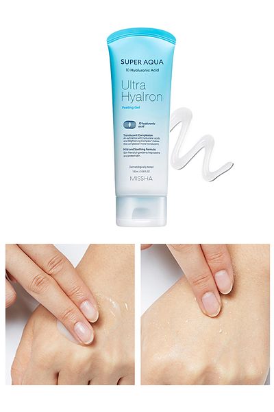Missha يحتوي على 10 أحماض هيالورونيك مختلفة - جل جل تقشير وتنعيم سوبر أكوا ألترا هيالرون
