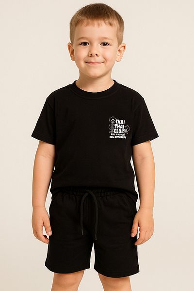 e-çocuk Boy's Thai Printed Shorts Combed Cotton Suit