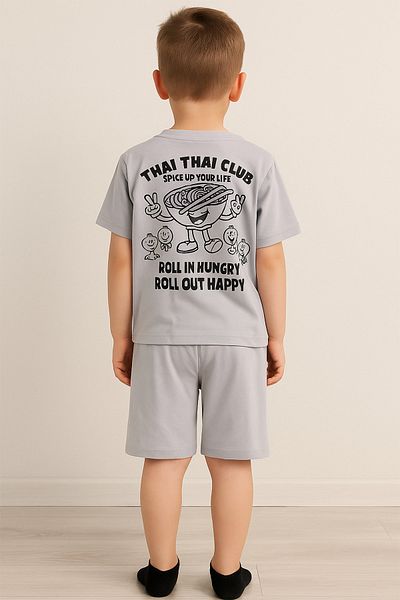 e-çocuk Boy's Thai Printed Shorts Combed Cotton Suit