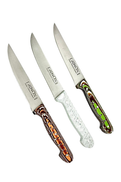 ERİNOX YATAĞAN 3'LÜ VERZALİT SAPLI MUTFAK BIÇAK SETİ ET, SEBZE, EKMEK, DOĞRAMA