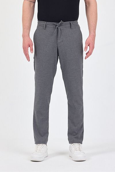 TheSeason Men's Gray Lycra Elastic Comfort Fit Chino Trousers