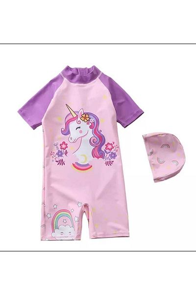 pistyle Girl's Unicorn Patterned Swimsuit and Bonnet is a Perfect FitPlease Note the Size Chart