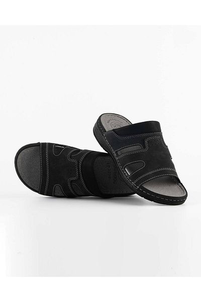 DR KLOMPA Men's Comfortable Black Sandals Orthopedic Sole