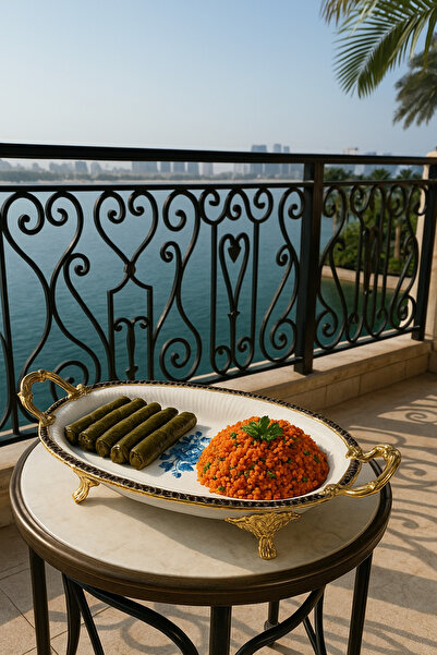 Veliday Davet Ayaklı Sunumluk 33 cm*20cm - Porselen Ayaklı Sunum Tabağı | Pas...